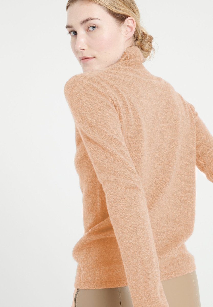 Pull col roulé femme en cachemire camel clair - LILLY 3